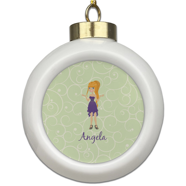 Custom Custom Character (Woman) Ceramic Ball Ornament (Personalized)