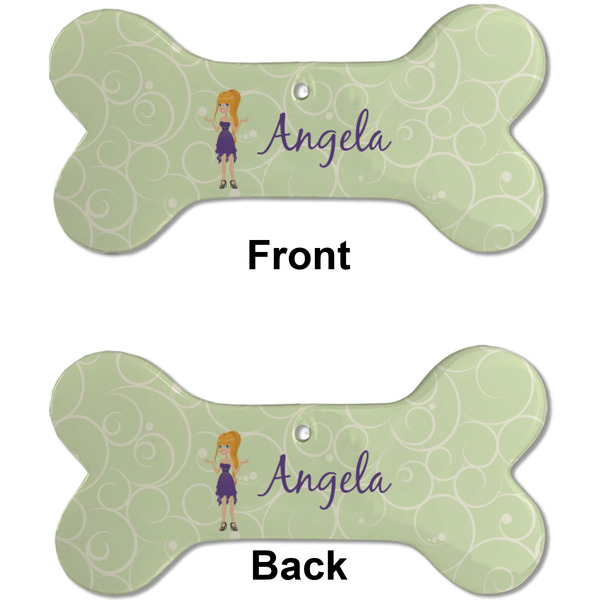 Custom Character (Woman) Ceramic Flat Ornament - Bone Front & Back (APPROVAL)
