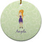 Custom Character (Woman) Round Ceramic Ornament w/ Name or Text