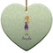 Custom Character (Woman) Heart Ceramic Ornament w/ Name or Text