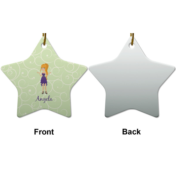 Custom Character (Woman) Ceramic Flat Ornament - Star Front & Back (APPROVAL)