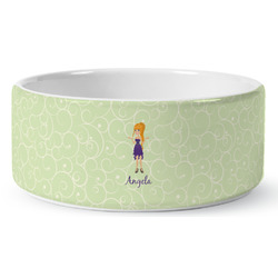 Custom Character (Woman) Ceramic Dog Bowl - Large (Personalized)