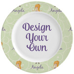 Custom Character (Woman) Ceramic Dinner Plates (Set of 4) (Personalized)