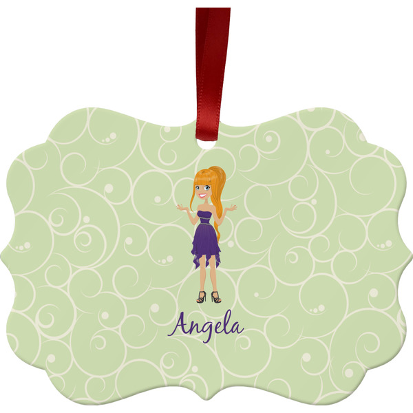 Custom Character (Woman) Christmas Ornament (Front View)