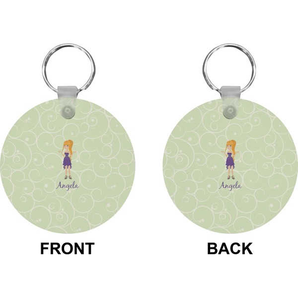 Custom Character (Woman) Circle Keychain (Front + Back)