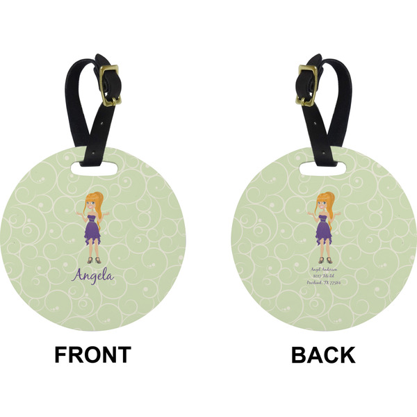 Custom Character (Woman) Circle Luggage Tag (Front + Back)