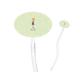 Custom Character (Woman) 7" Oval Plastic Stir Sticks - Clear (Personalized)