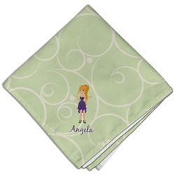 Custom Character (Woman) Cloth Dinner Napkin - Single w/ Name or Text