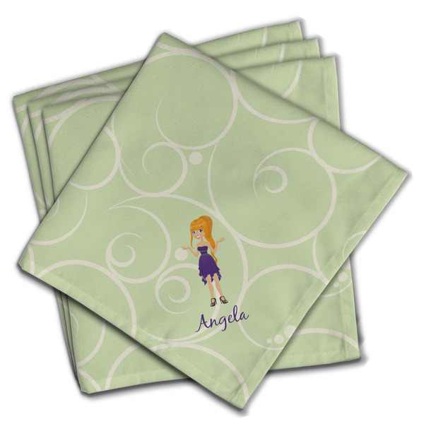 Custom Character (Woman) Cloth Napkins - Personalized Dinner (PARENT MAIN Set of 4)