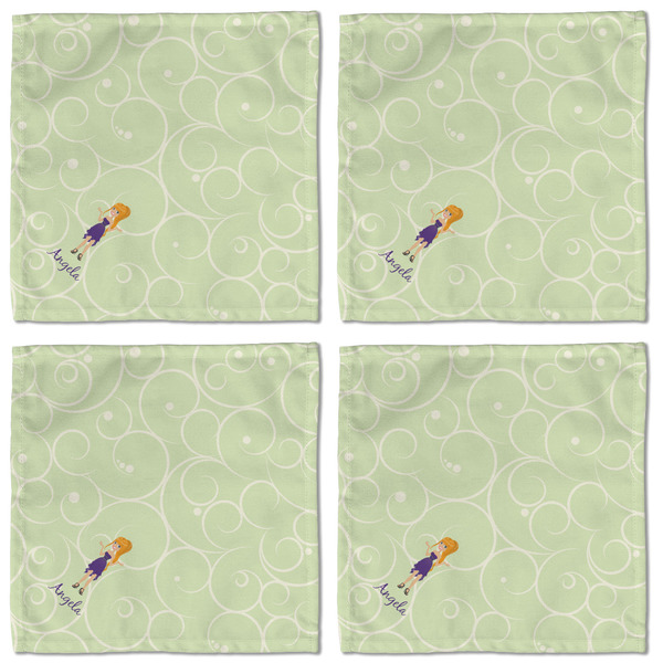 Custom Character (Woman) Cloth Napkins - Personalized Lunch (APPROVAL) Set of 4