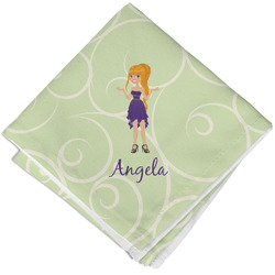 Custom Character (Woman) Cloth Cocktail Napkin - Single w/ Name or Text
