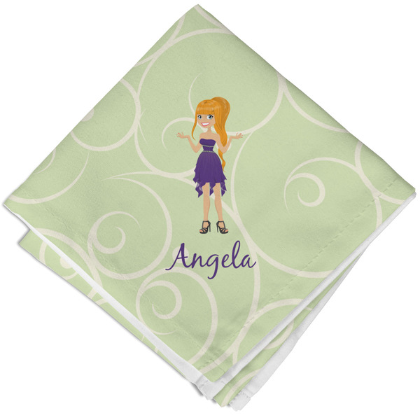 Custom Custom Character (Woman) Cloth Napkin w/ Name or Text
