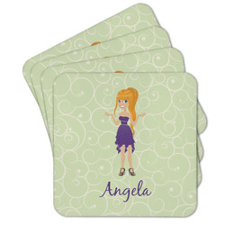 Custom Character (Woman) Cork Coaster - Set of 4 w/ Name or Text