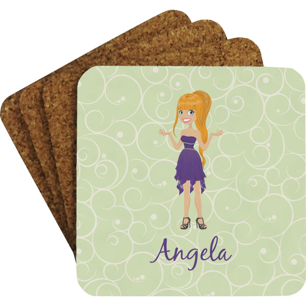 Custom Character (Woman) Coaster Set (Personalized)