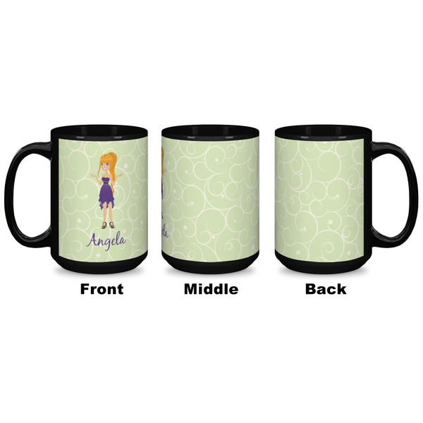 Custom Character (Woman) Coffee Mug - 15 oz - Black APPROVAL