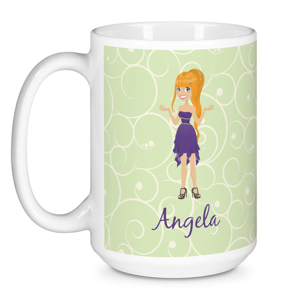 Custom Character (Woman) Coffee Mug - 15 oz - White