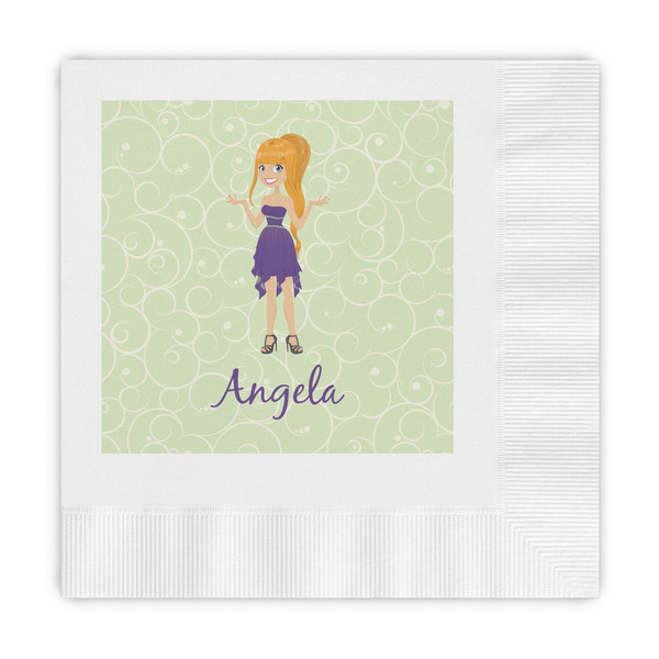 Custom Custom Character (Woman) Embossed Decorative Napkins (Personalized)