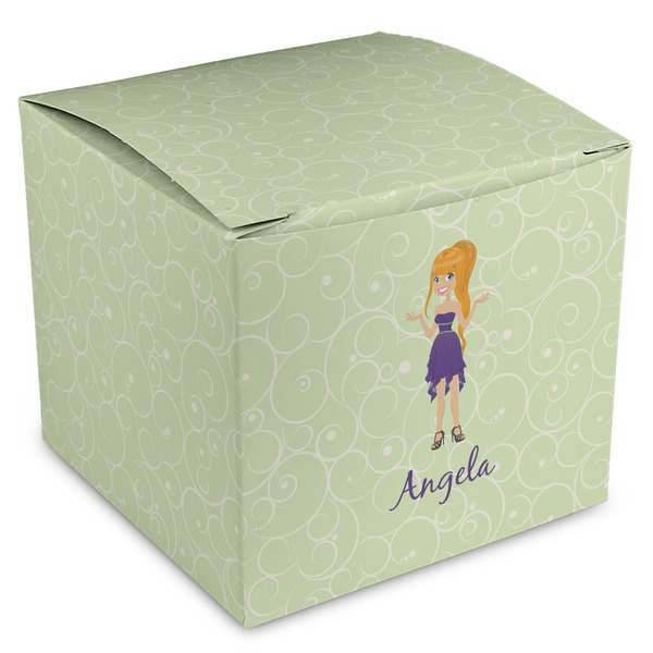 Custom Custom Character (Woman) Cube Favor Gift Boxes (Personalized)