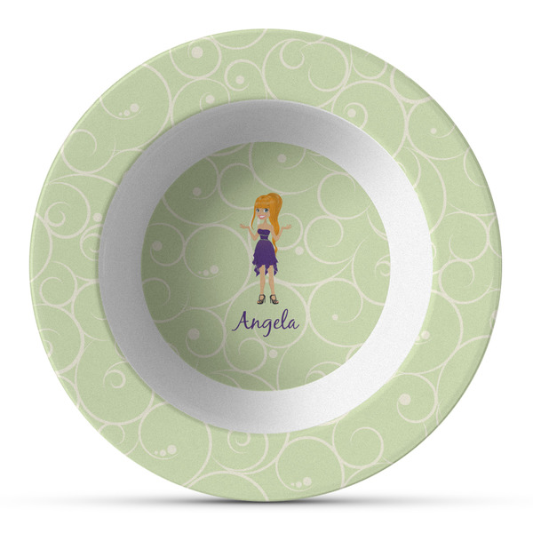 Custom Custom Character (Woman) Plastic Bowl - Microwave Safe - Composite Polymer (Personalized)