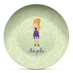 Custom Character (Woman) Microwave Safe Plastic Plate - Composite Polymer (Personalized)