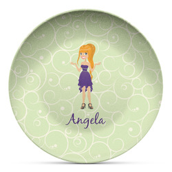 Custom Character (Woman) Microwave Safe Plastic Plate - Composite Polymer (Personalized)