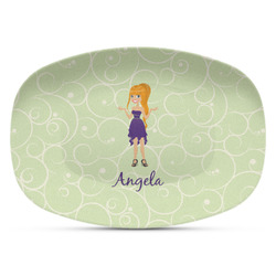 Custom Character (Woman) Plastic Platter - Microwave & Oven Safe Composite Polymer (Personalized)
