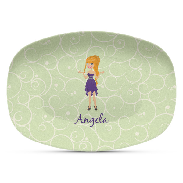Custom Custom Character (Woman) Plastic Platter - Microwave & Oven Safe Composite Polymer (Personalized)