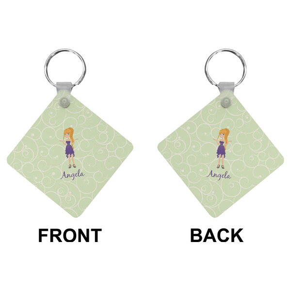 Custom Character (Woman) Diamond Keychain (Front + Back)
