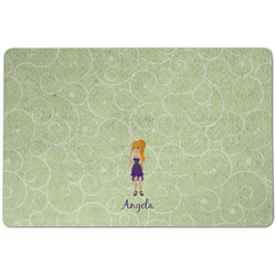 Custom Character (Woman) Dog Food Mat w/ Name or Text