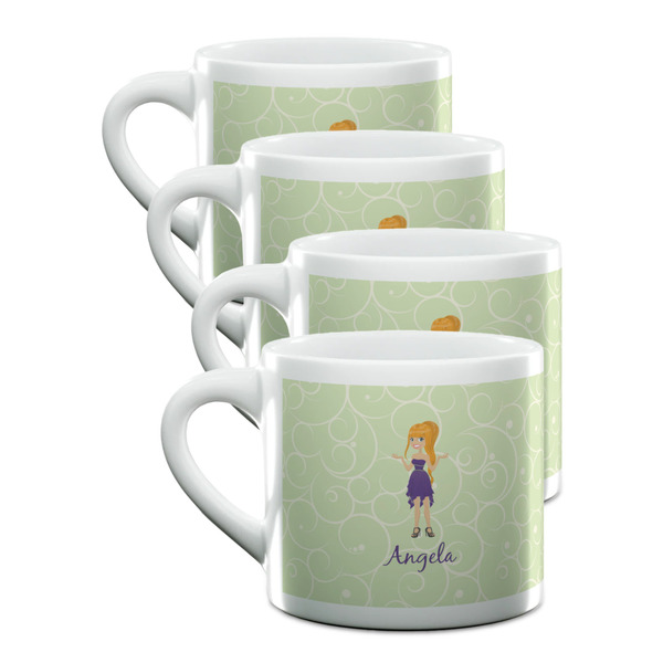 Custom Custom Character (Woman) Double Shot Espresso Cups - Set of 4 (Personalized)