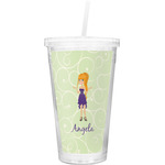 Custom Character (Woman) Double Wall Tumbler with Straw (Personalized)