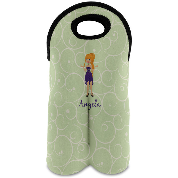 Custom Custom Character (Woman) Wine Tote Bag (2 Bottles) (Personalized)