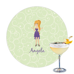 Custom Character (Woman) Printed Drink Topper - 3.25" (Personalized)