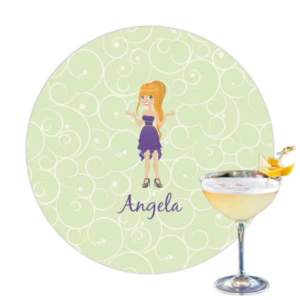 Custom Custom Character (Woman) Printed Drink Topper - 3.25" (Personalized)