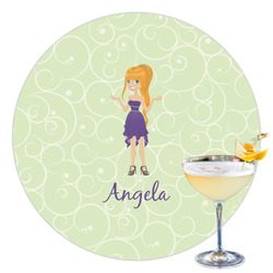 Custom Character (Woman) Printed Drink Topper - 3.5" (Personalized)