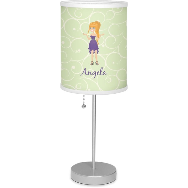 Custom Custom Character (Woman) 7" Drum Lamp with Shade Linen (Personalized)