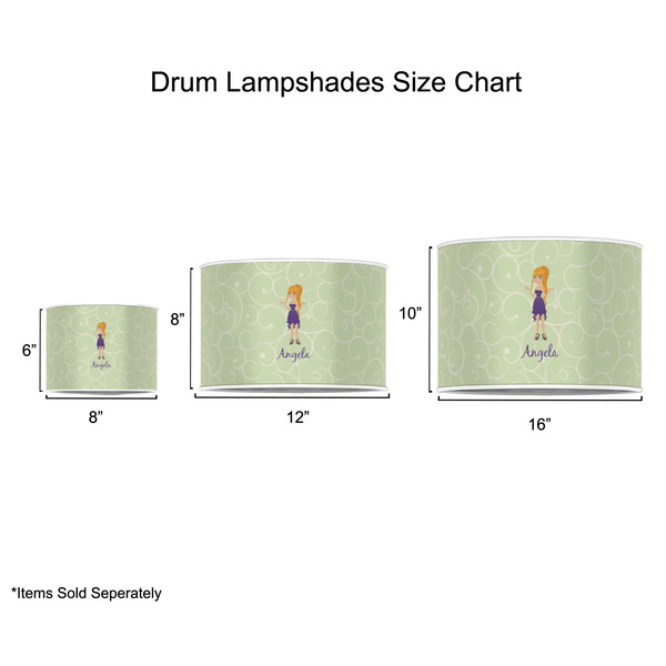 Custom Character (Woman) Drum Lampshades - Sizing Chart