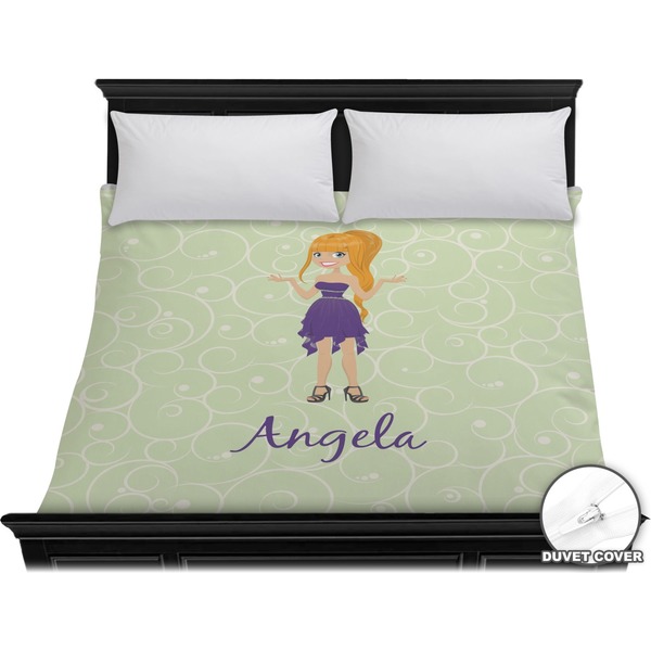 Custom Custom Character (Woman) Duvet Cover - King (Personalized)