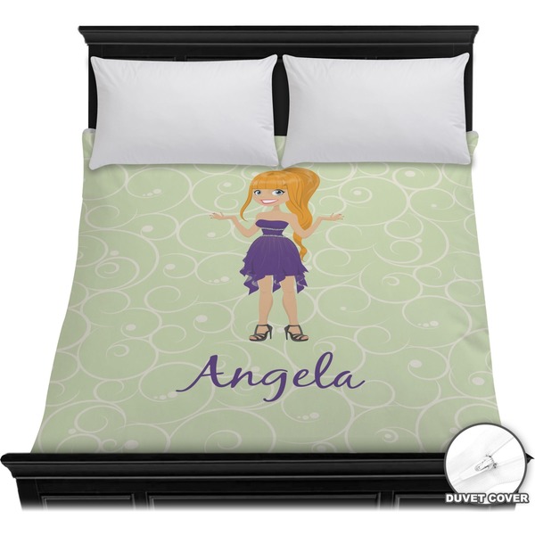 Custom Custom Character (Woman) Duvet Cover - Full / Queen (Personalized)