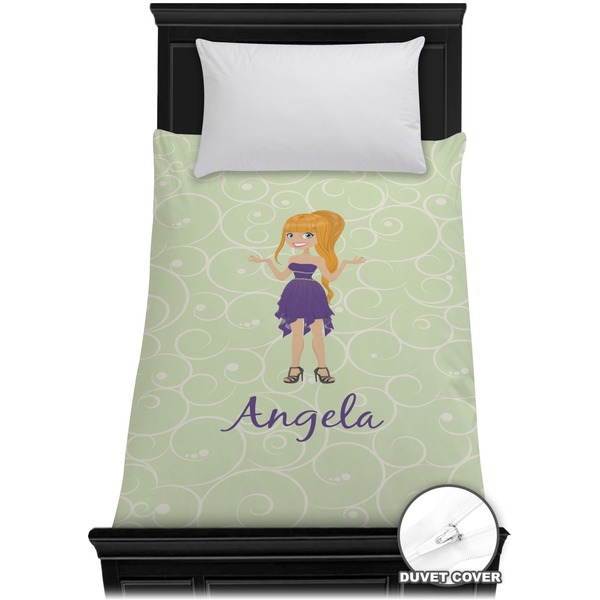Custom Custom Character (Woman) Duvet Cover - Twin (Personalized)