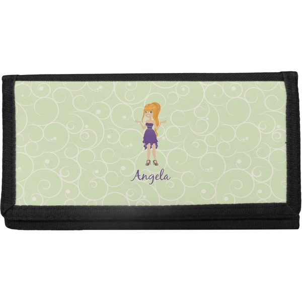 Custom Custom Character (Woman) Canvas Checkbook Cover (Personalized)