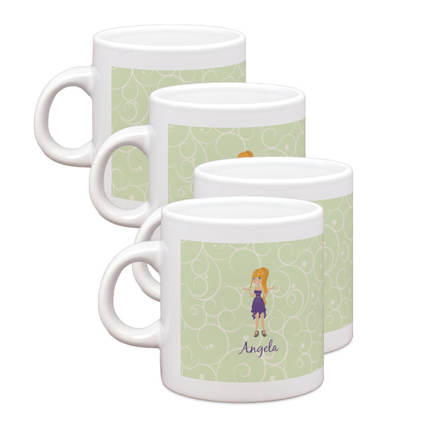 Custom Custom Character (Woman) Single Shot Espresso Cups - Set of 4 (Personalized)