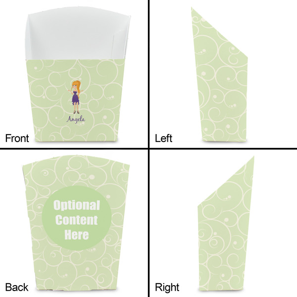 Custom Character (Woman) French Fry Favor Box - Front & Back View