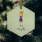 Custom Character (Woman) Frosted Glass Ornament - Hexagon (Lifestyle)