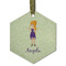 Custom Character (Woman) Frosted Glass Ornament - Hexagon