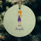 Custom Character (Woman) Frosted Glass Ornament - Round (Lifestyle)