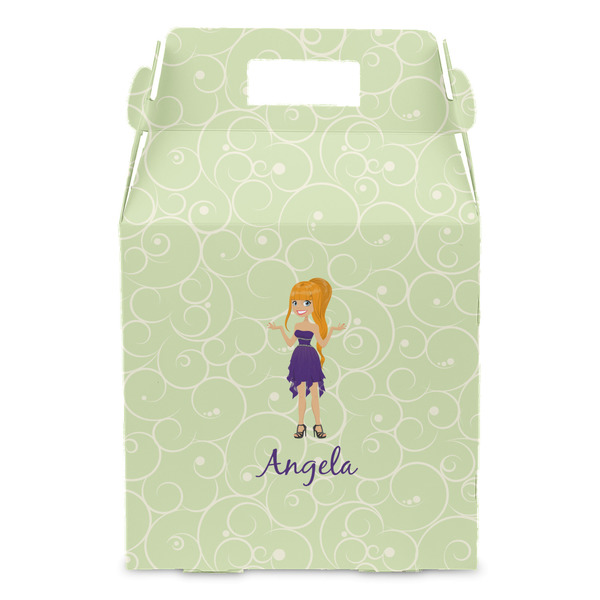 Custom Character (Woman) Gable Favor Box - Front
