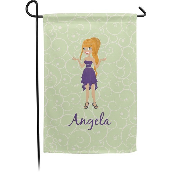 Custom Custom Character (Woman) Small Garden Flag - Double Sided w/ Name or Text