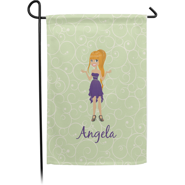 Custom Custom Character (Woman) Small Garden Flag - Single Sided w/ Name or Text