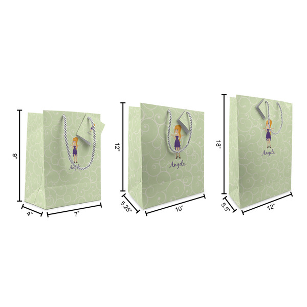 Custom Character (Woman) Gift Bags - All Sizes - Dimensions